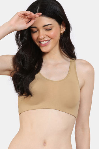 Buy Zivame Double Layered Full Coverage Non Wired Slip-on Home Bra - Skin